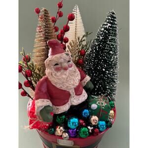 Price Reduced Festive Christmas Assemblage With a Jolly Santa